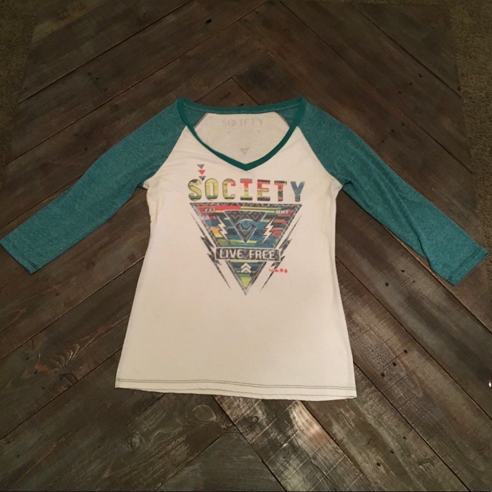 Society 3/4 Sleeve V-neck Top